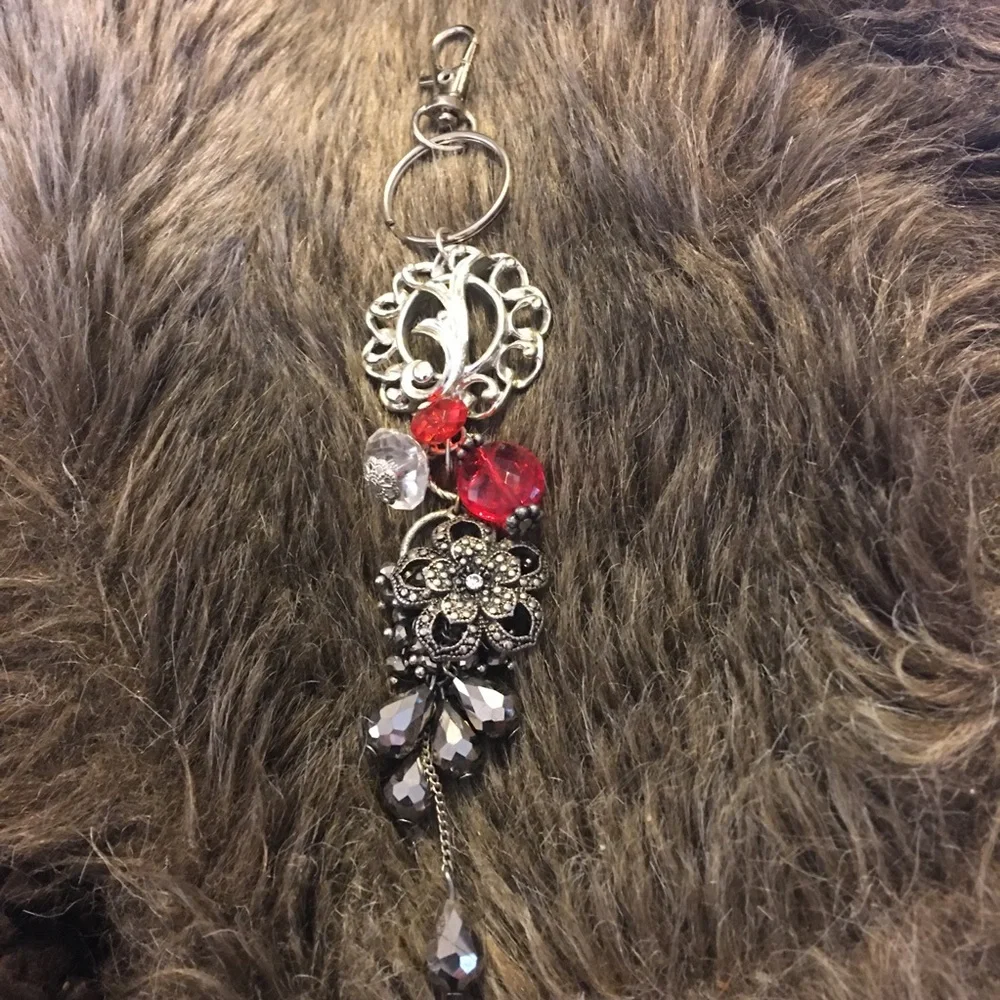 Vintage repurpose salvaged estate gem keychain
